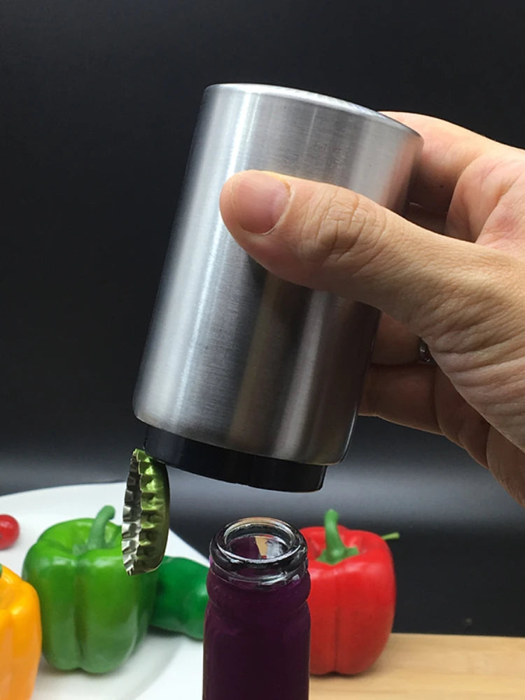 One Handed Stainless Steel Bottle Opener