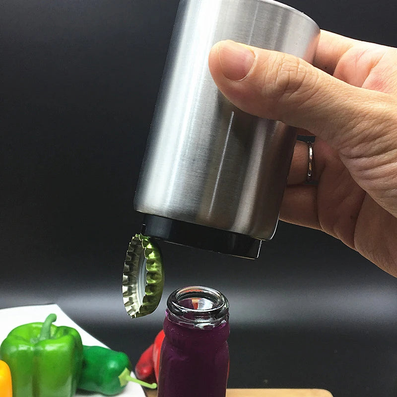 One Handed Stainless Steel Bottle Opener