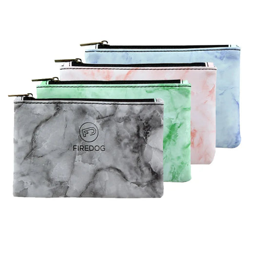 Firedog PU Vegan Leather Marble Print Smellproof Pouch