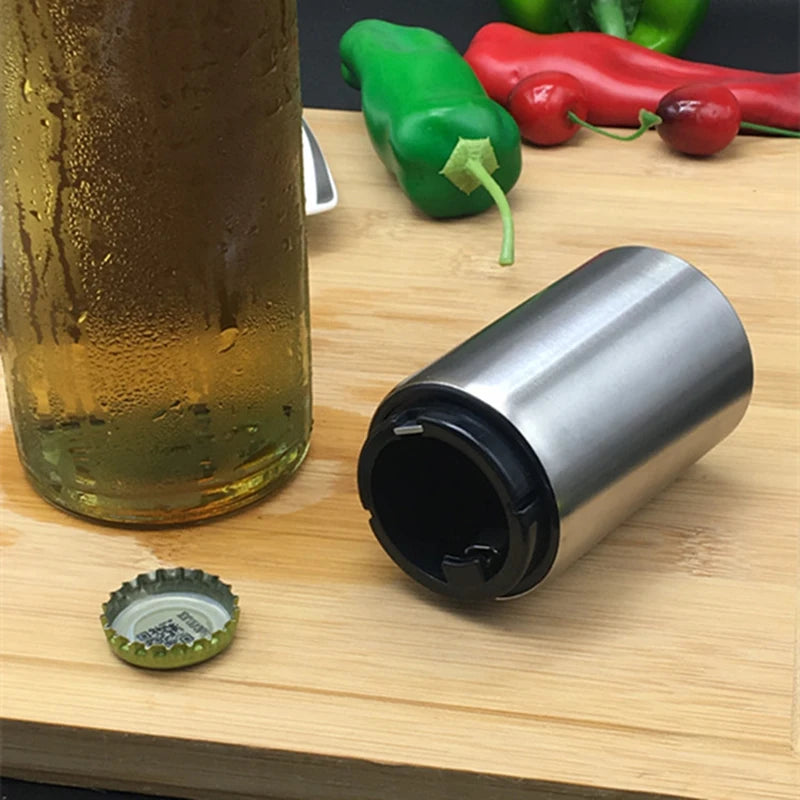 One Handed Stainless Steel Bottle Opener