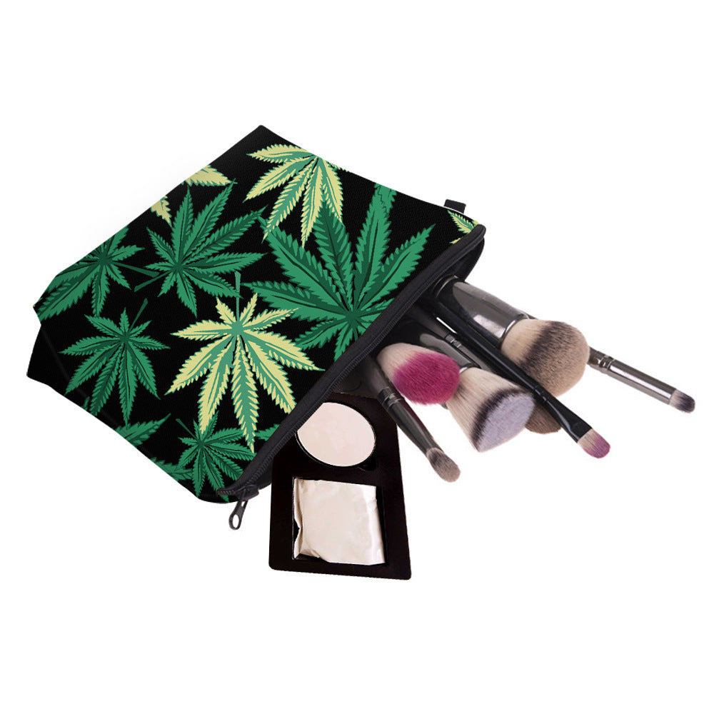 Waterproof Travel Pouch/Makeup/Stash Bag- Canna Leaf Print