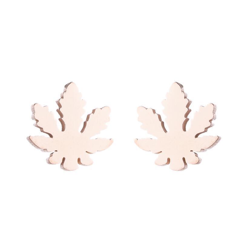 Unisex Petite Stainless Steel Canna-leaf Earrings in Various Colors