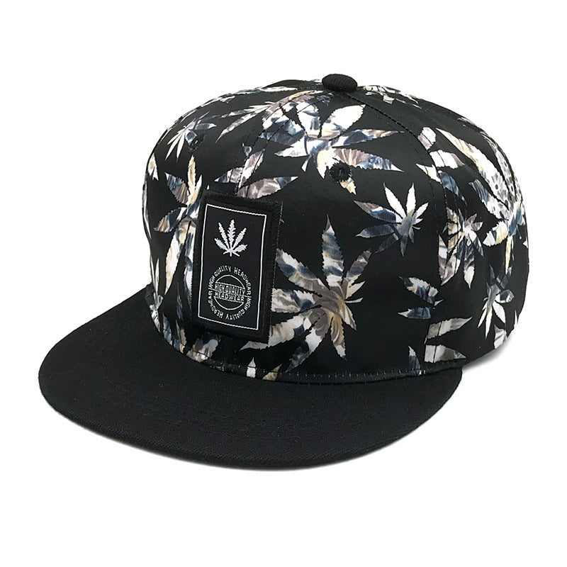 Camo Print Canna-Leaf Snapback Cap