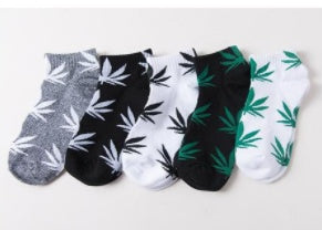 5-Pack Cotton Canna-Leaf Sports Low-Cut Socks