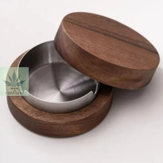 Covered Ashtray/Coaster- Walnut & Stainless Steel