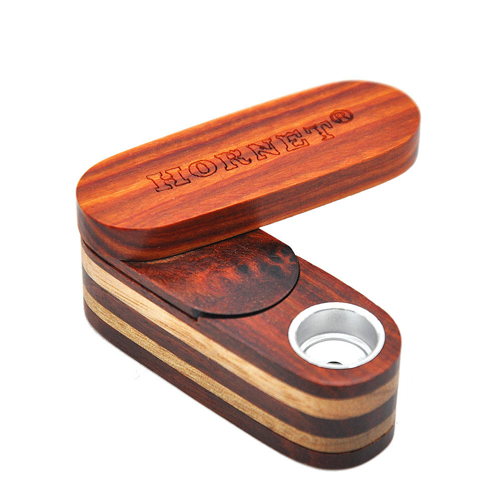 Rotating Wooden Fluted Double Layer Small Pipe, Easy To Carry