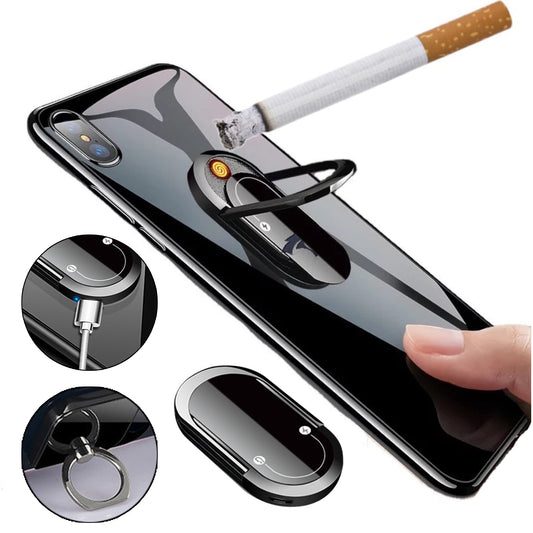 2 In 1 Portable USB Plasma Lighter & Multi-function Phone Holder