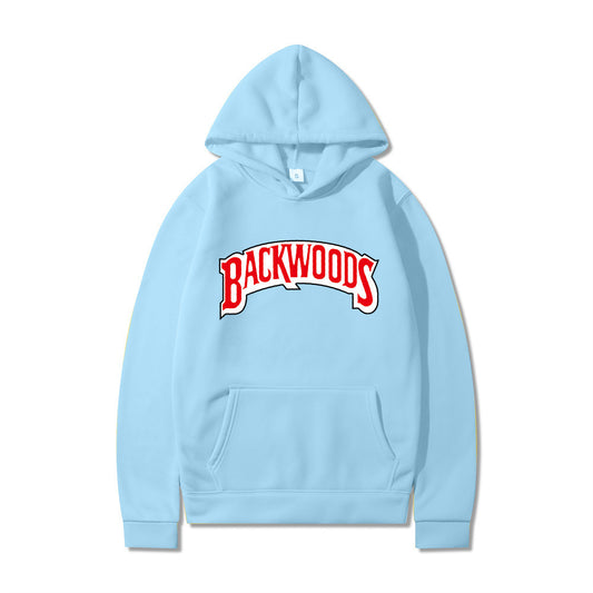 Unisex Pullover Backwoods Brand Printed Casual Hoodie- Baby Blue