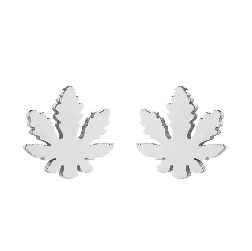 Unisex Petite Stainless Steel Canna-leaf Earrings in Various Colors