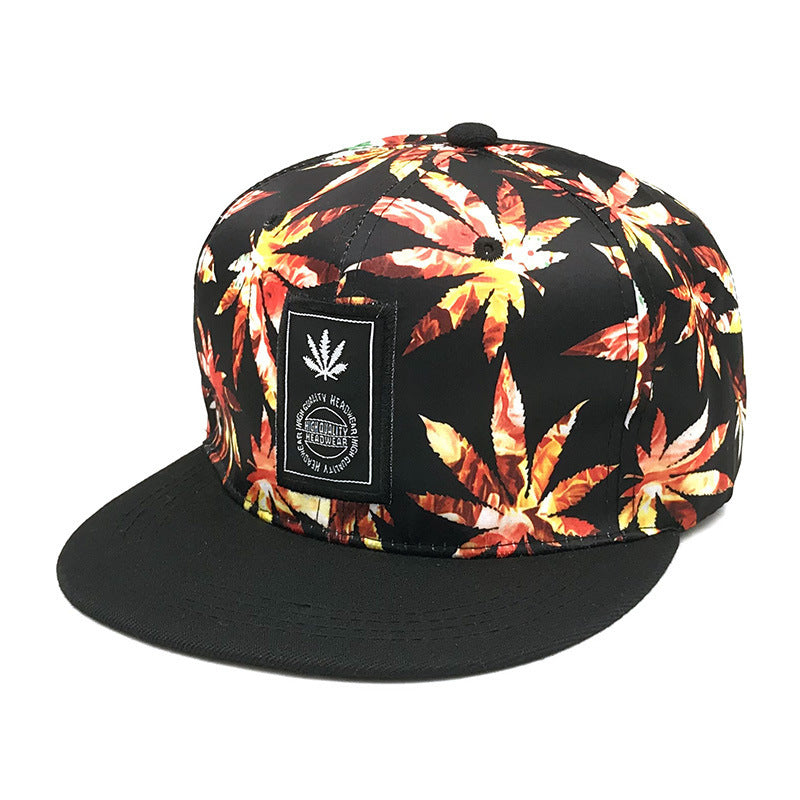 Camo Print Canna-Leaf Snapback Cap