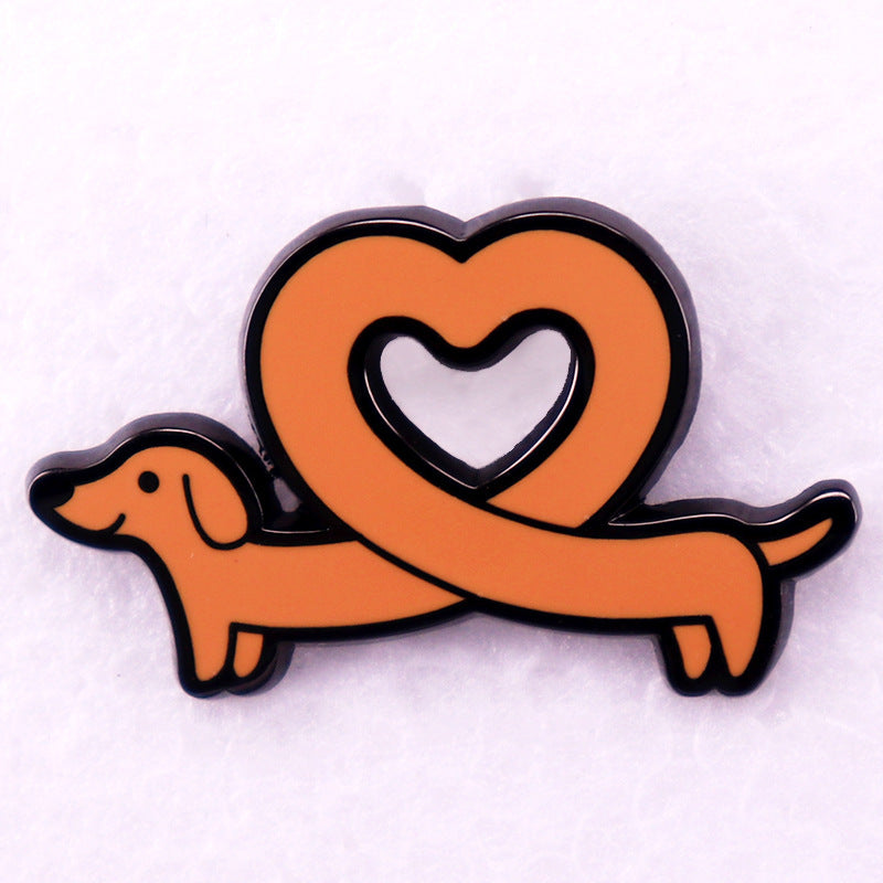 Heart-Shaped Sausage Dog Enamel Pin