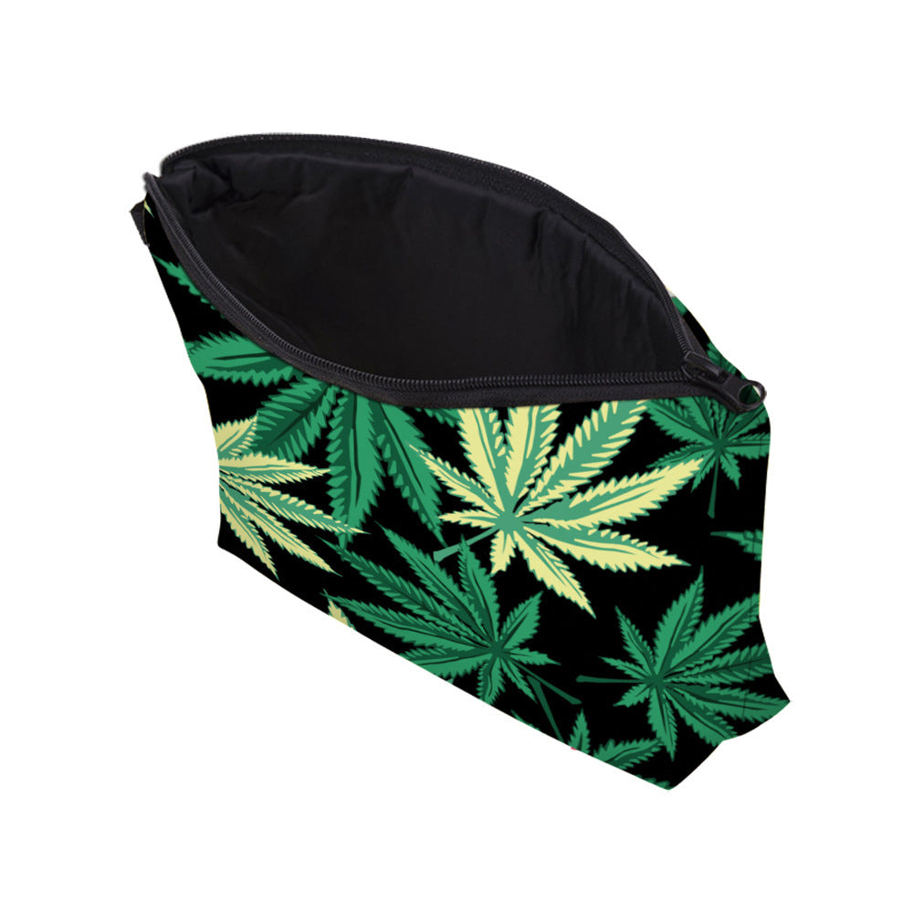 Waterproof Travel Pouch/Makeup/Stash Bag- Canna Leaf Print