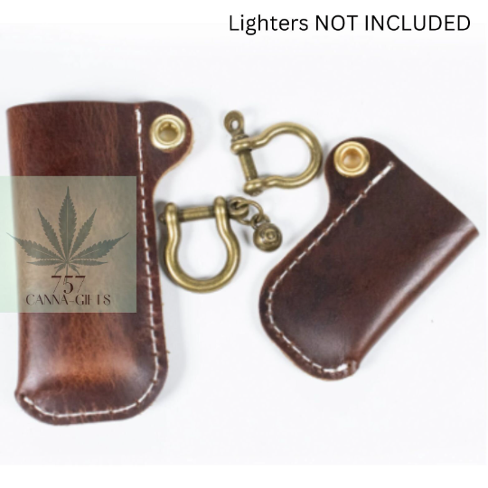 757 Cannagifts Genuine Cowhide Leather Lighter Case Holder For Bic Cricket Lighters With Metal Horseshoe Accents- Various Styles