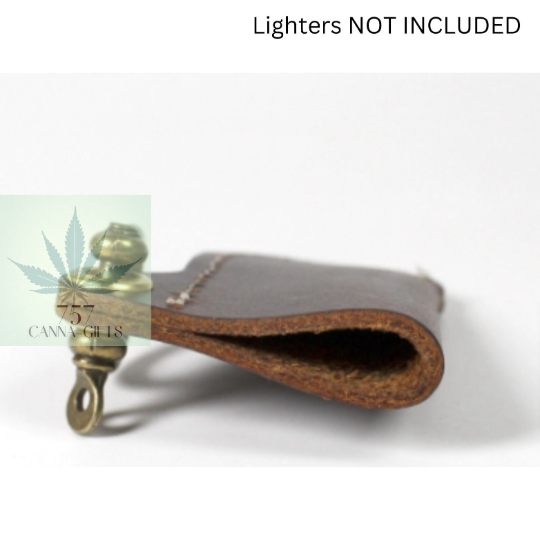 757 Cannagifts Genuine Cowhide Leather Lighter Case Holder For Bic Cricket Lighters With Metal Horseshoe Accents- Various Styles