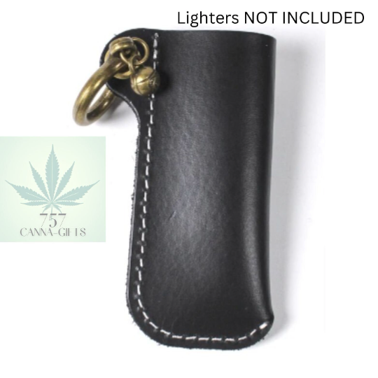 757 Cannagifts Genuine Cowhide Leather Lighter Case Holder For Bic Cricket Lighters With Metal Horseshoe Accents- Various Styles