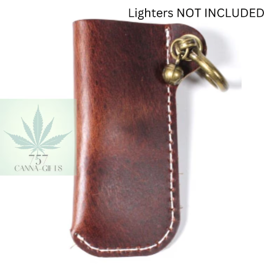 757 Cannagifts Genuine Cowhide Leather Lighter Case Holder For Bic Cricket Lighters With Metal Horseshoe Accents- Various Styles