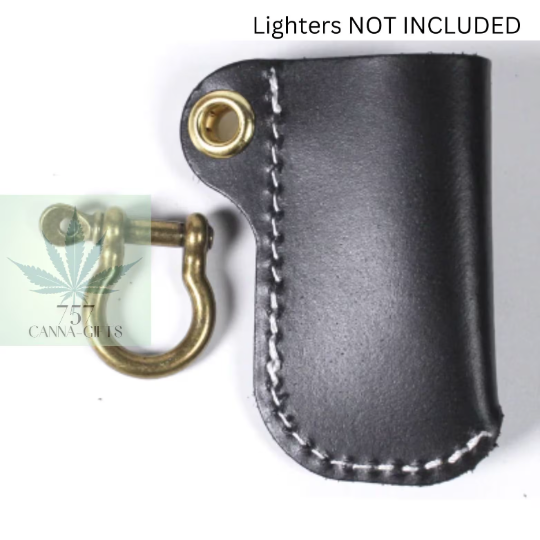 757 Cannagifts Genuine Cowhide Leather Lighter Case Holder For Bic Cricket Lighters With Metal Horseshoe Accents- Various Styles