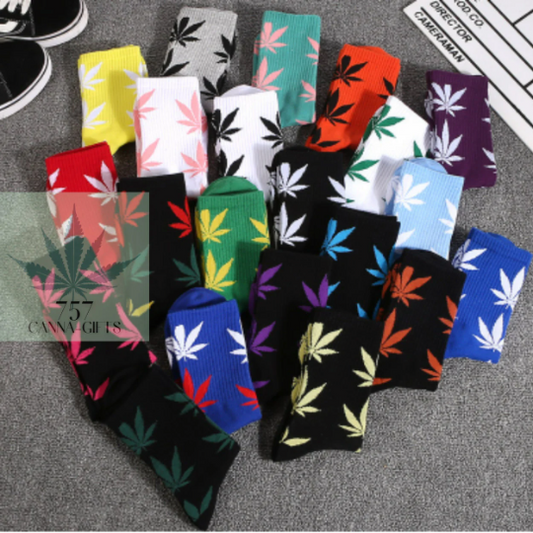 757 Cannagifts Pot Leaf Socks- Crew length, super soft, and fun