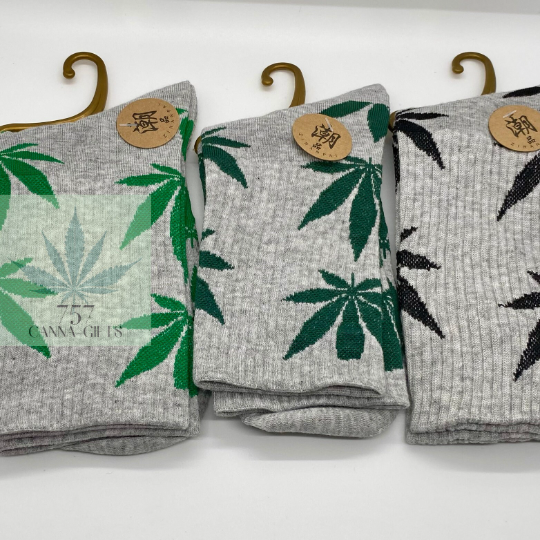 757 Cannagifts Pot Leaf Socks- Crew length, super soft, and fun