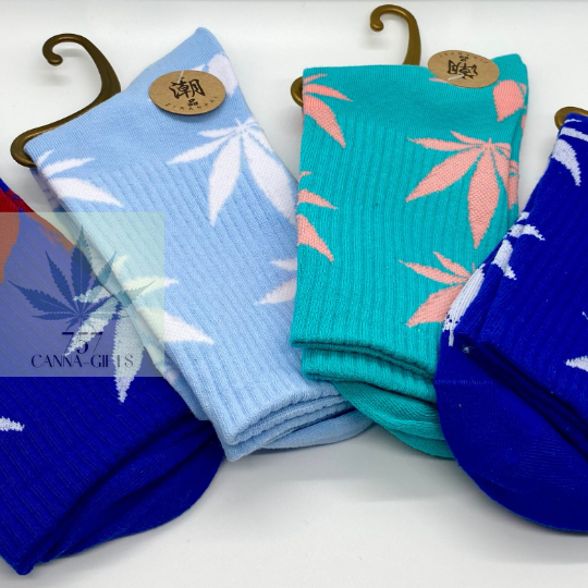 757 Cannagifts Pot Leaf Socks- Crew length, super soft, and fun