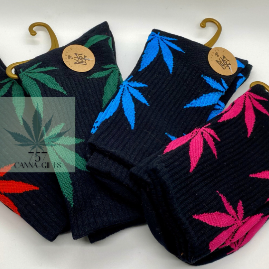 757 Cannagifts Pot Leaf Socks- Crew length, super soft, and fun