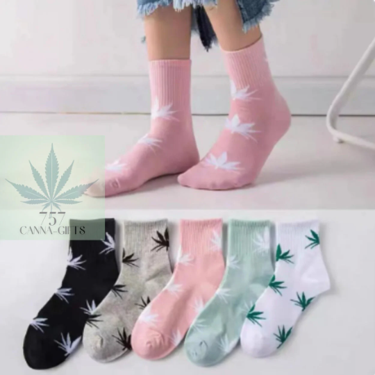 757 Cannagifts Pot Leaf Socks- Crew length, super soft, and fun