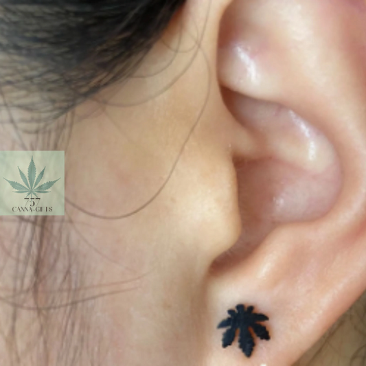 757 Cannagifts Unisex Stainless Steel Petite Cannabis Earrings