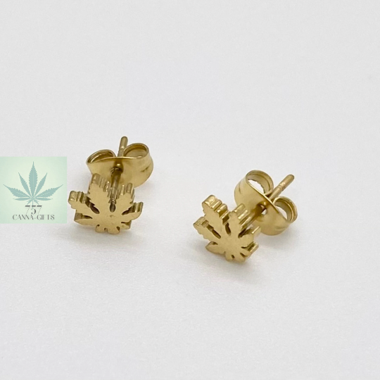 757 Cannagifts Unisex Stainless Steel Petite Cannabis Earrings