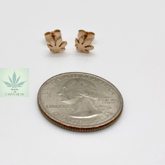 757 Cannagifts Unisex Stainless Steel Petite Cannabis Earrings