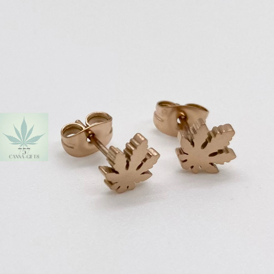 757 Cannagifts Unisex Stainless Steel Petite Cannabis Earrings