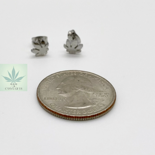 757 Cannagifts Unisex Stainless Steel Petite Cannabis Earrings