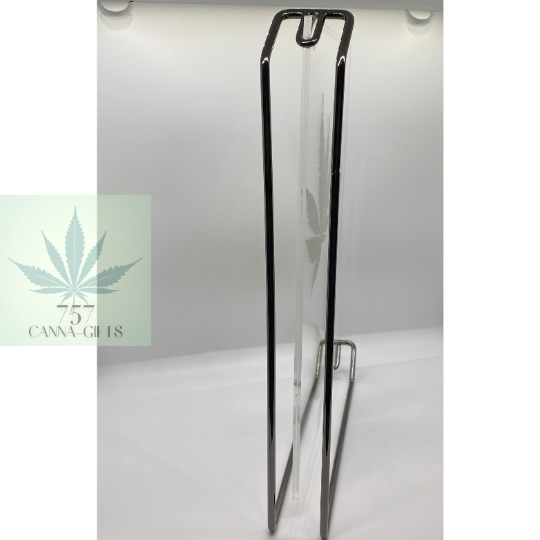 757 Cannagifts 3 REAL White Widow Leaves in a Vertical Floating Acrylic Frame-Black #1